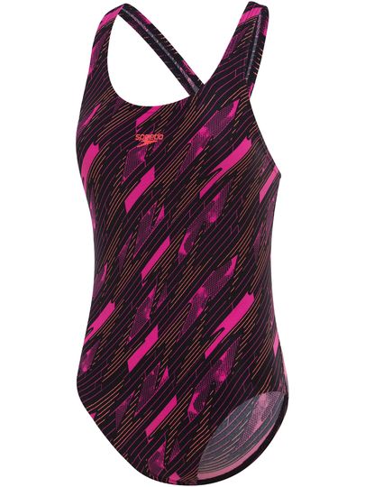 Speedo Womens Hyperboom Print Medalist One Piece Badpak Dames Blauw