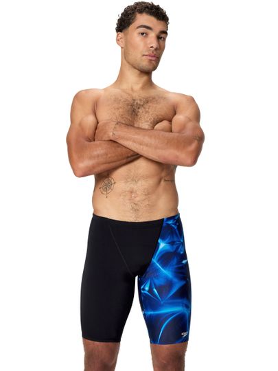 Speedo Mens Print V-Cut Jammers - Anthracite/Sapphire