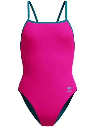Speedo Solid Tri Back One Piece - Punchy Pink