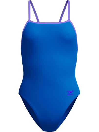 Speedo Solid Tri Back One Piece - Lagoon Blue/Indigo Glow