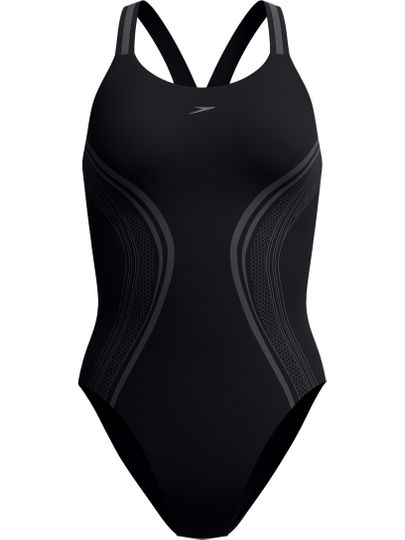 Speedo Printed Performance Back One Piece - Black