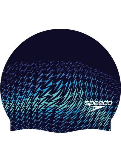 Speedo Silicone Swim Cap - Peacoat Flowing Boom