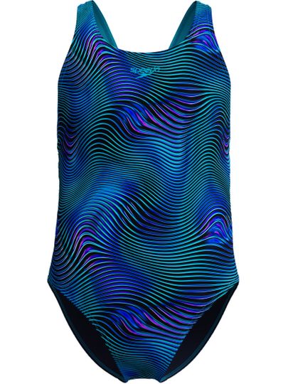 Speedo Allover Print Leaderback One Piece - Sapphire/Mayan Blue