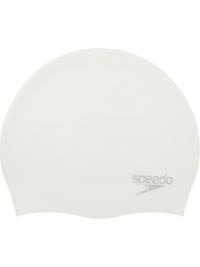 Speedo Plain Moulded Swim Cap - White/Silver