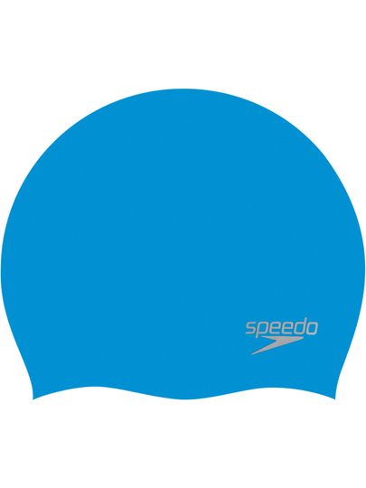 Speedo Plain Moulded Swim Cap - Blue/Chrome