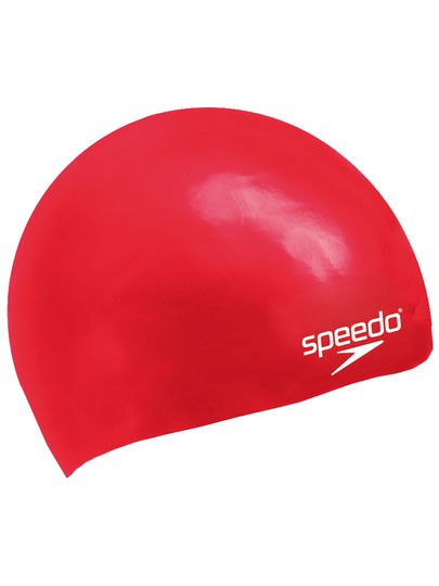 Speedo Junior Plain Moulded Swim Cap - Red