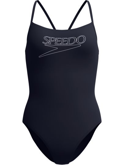 Speedo Classic Logo Thinstrap One Piece - Anthracite