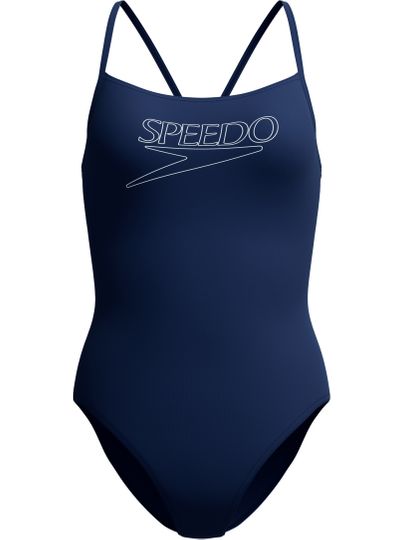 Speedo Classic Logo Thinstrap One Piece - Peacoat