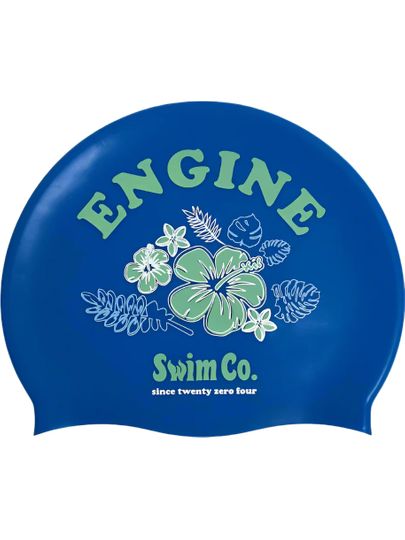 Engine Floral Swim Cap - Blue