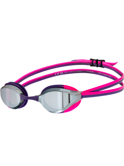 Arena Python Junior Goggles - Silver Mirror/Shocking Pink