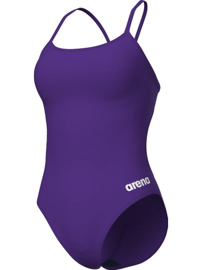 Arena Solid Lace Back One Piece - Plum/White