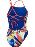 Speedo Lattice Tie Back One Piece - Watermelon/Navy/Lime
