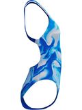 Speedo Printed Powerback One Piece - Ocean Wash/Lagoon Blue