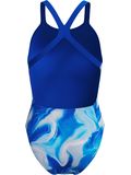 Speedo Printed Powerback One Piece - Ocean Wash/Lagoon Blue