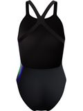 Speedo Placement Print Powerback One Piece - Blurry Glass/Black
