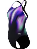 Speedo Placement Print Powerback One Piece - Blurry Glass/Black
