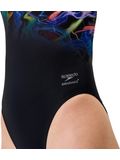 Speedo Placement Print Powerback One Piece - Static Volta/Anthracite