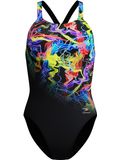 Speedo Placement Print Powerback One Piece - Static Volta/Anthracite