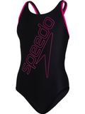 Speedo Boom Logo Placement Flyback One Piece - Black/Pink