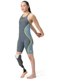 Speedo Fastskin LZR Pure Intent 2.0 Closedback Kneeskin - Grey Lead/Arcadia Blue/Hyper Yellow