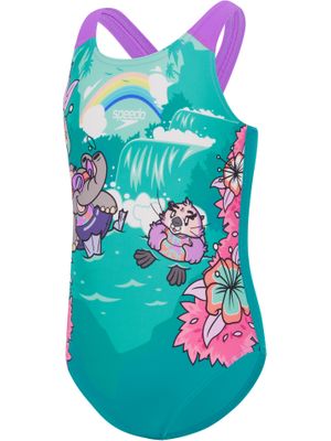 Speedo Toddlers Printed Crossback One Piece - Neon Violet
