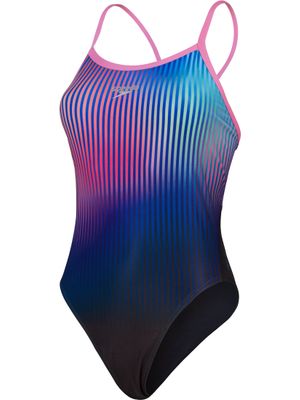 Speedo Turnback One Piece - Pink/Blue