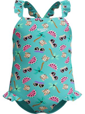 Speedo Toddlers Frill One Piece - Watermelon/Arctic Glass