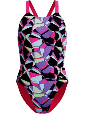 Speedo Printed Leaderback One Piece - Facets/Flare Pink