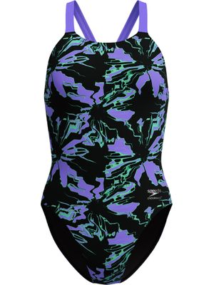 Speedo Printed Leaderback One Piece - Floral Glitch/Black