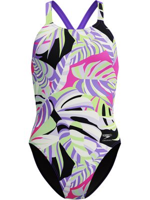 Speedo Printed Powerback One Piece - Fronds/Indigo Glow