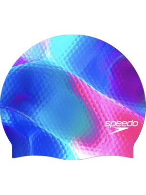 Speedo Slogan Printed Swim Cap - Peacoat/Pale Clover/Mayan Blue