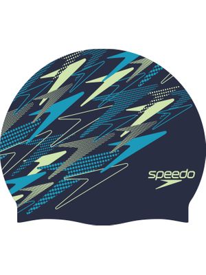 Speedo Slogan Printed Swim Cap - Techno Snake/Deep Sapphire