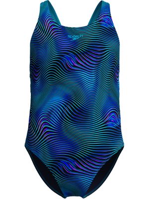 Speedo Allover Print Leaderback One Piece - Sapphire/Mayan Blue
