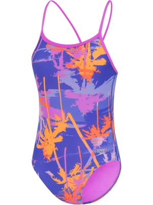 Speedo Allover Digital V Back One Piece - Makaha Palms/Cobalt Pop