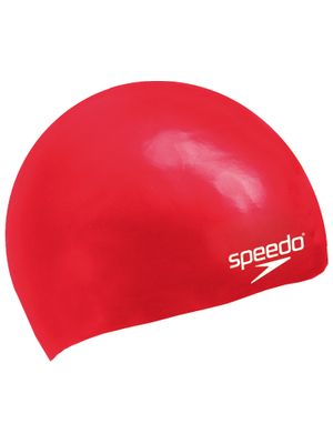 Speedo Junior Plain Moulded Swim Cap - Red