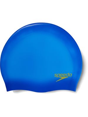 Speedo Junior Plain Moulded Swim Cap - Fluro Arctic/Green Glow