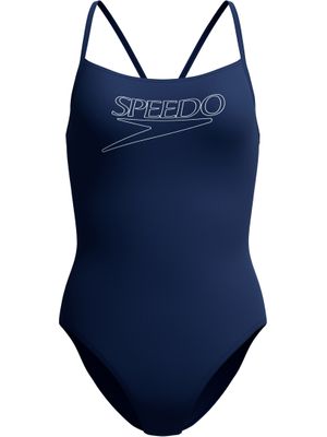 Speedo Classic Logo Thinstrap One Piece - Peacoat