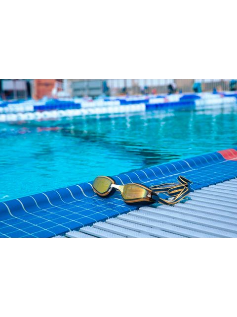 Aqua Sphere Fastlane Goggles - Titanium Gold Mirror / Navy / Gold