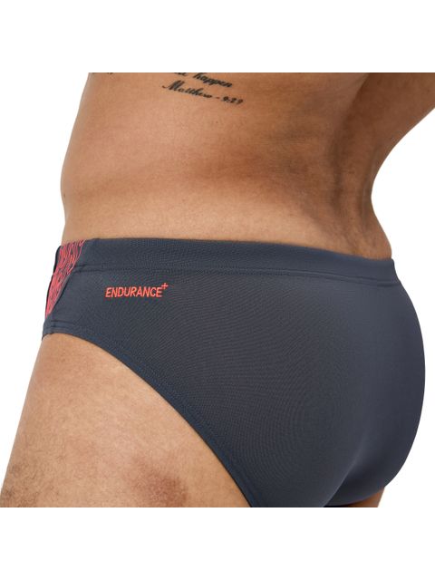 Speedo Hyperboom Splice Briefs - Grey Lead/Neon Coral