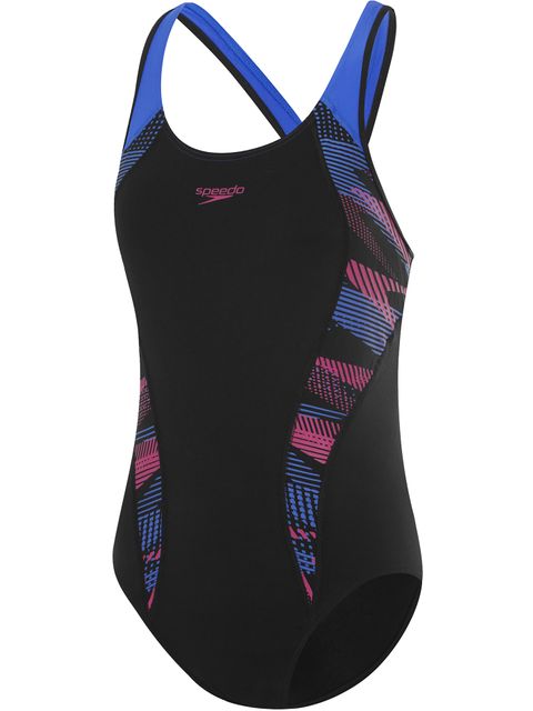 Speedo Placement Laneback One Piece - Zoom Boom/Black