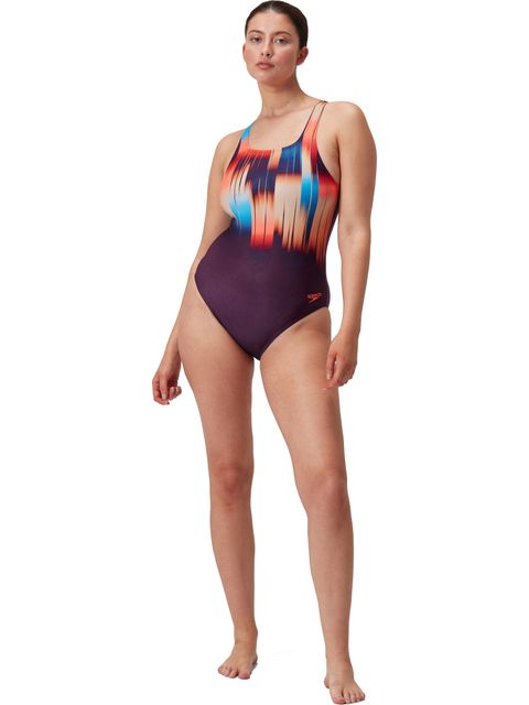 Speedo Medalist One Piece - Plum/Red/Nectarine/Blue