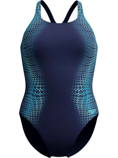 Speedo Tech Panel Splice Medalist One Piece - Lagoon Blue