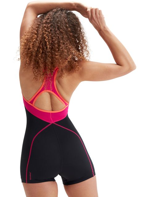 Speedo Panel Legsuit - Black/Pink/Orange