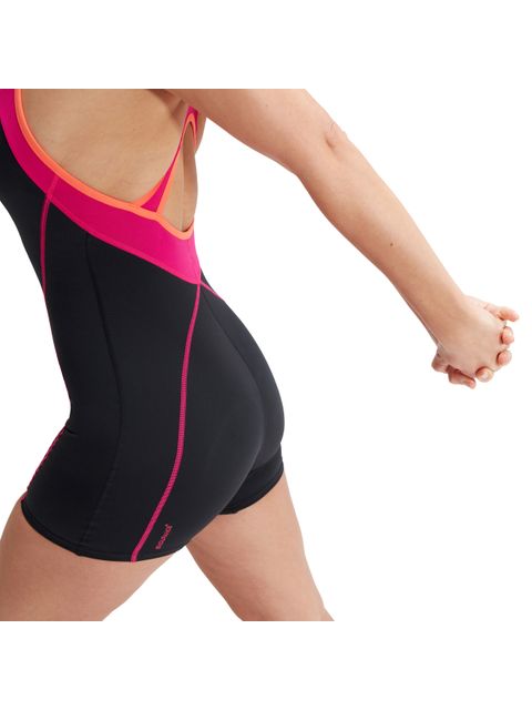 Speedo Panel Legsuit - Black/Pink/Orange