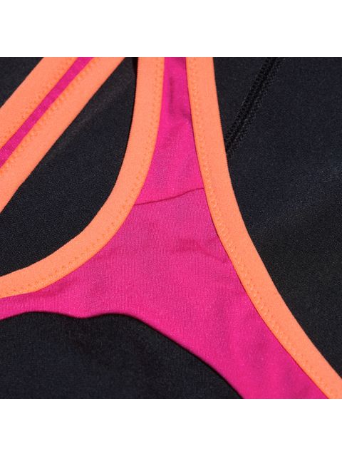Speedo Panel Legsuit - Black/Pink/Orange