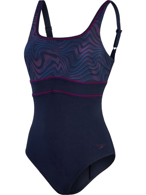 Speedo Shaping Contour Eclipse One Piece - True Navy/Deep Plum