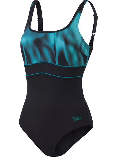Speedo Contour Eclipse Shaping One Piece - Black/Ocean Depths