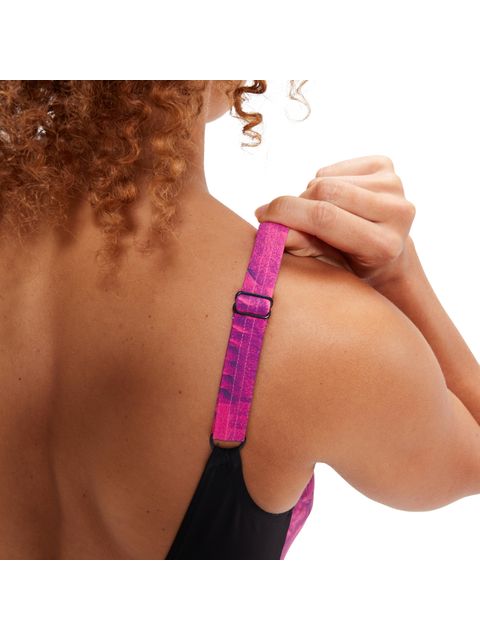 Speedo Shaping Contour Eclipse One Piece - Black/Pink/Coral