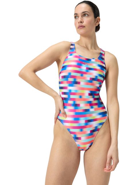 Speedo Leaderback One Piece - Red/Blue/Green