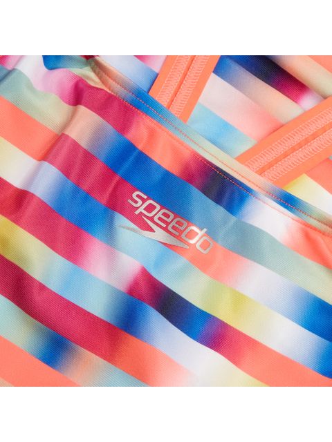 Speedo Leaderback One Piece - Red/Blue/Green